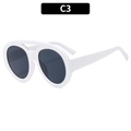 Retro oversized ronde zonnebril met wit montuur en donkergrijs getinte glazen - Wit Montuur Grijze Lens (C3)