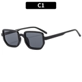 Retro small square sunglasses with lightweight black frame and grey polarized lenses - Black Frame Grey Lens