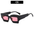 Geometrische Sonnenbrille mit schwarzem dickem Rahmen und halbdurchsichtigen rosa Gläsern - Schwarzer Rahmen Rosa Gläser