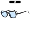 Retro small square sunglasses with classic black frame and light blue lenses, C5 variant - Black Frame Blue Lens