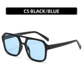 Klassieke aviator zonnebril met dubbele brug, zwart montuur en lichtblauw getinte glazen - Zwart Montuur Blauwe Lenzen (C5)