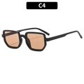 Retro small square sunglasses with thick black frame and light orange tinted lenses - Black Frame Light Tea Lens