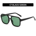 Klassieke zwarte aviator zonnebril met dubbele brug en transparante groene glazen - Zwart Frame Groene Lens (C7)
