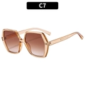 Lunettes de soleil hexagonales avec monture thé translucide et verres dégradés - Monture Champagne Verre Double Thé (C7)