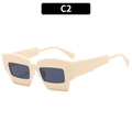 Lunettes de soleil géométriques rétro beige crème avec monture épaisse et verres foncés - Monture Beige Verre Gris