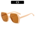 Occhiali da sole oversize esagonali con montatura beige e lenti marroni, stile C3 - Montatura Bianco Beige Lente Tè (C3)