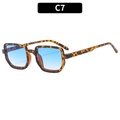 Vintage small frame tortoiseshell sunglasses with light blue gradient lenses - Demi Frame Gradient Blue