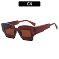 Lunettes de soleil géométriques hip-hop avec monture marron translucide et verres UV400 - Monture Thé Foncé Verres Thé