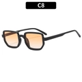 Retro thick frame rectangular sunglasses with black glossy finish and orange gradient lenses - Black Frame Gradient Orange