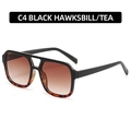 Classic double bridge aviator sunglasses with black hawksbill frames and tea lenses - Black Hawksbill Frame Tea Gradient Lens (C4)