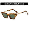 Occhiali da sole cat eye vintage con montatura tartarugata, lenti verdi e aste a catena oro - Montatura Tartaruga Lente Verde Scuro (C6)