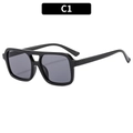 Lunettes de soleil carrées à double pont avec monture noire brillante et verres gris - Monture Noire Verres Gris