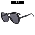 Lunettes de soleil hexagonales noires avec verres gris foncé et monture légère moderne - Monture Noire Verres Gris Noir (C1)