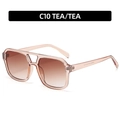 Classic pilot sunglasses in tea brown translucent frame with tea gradient lenses - Transparent Tea Frame Tea Gradient Lens (C10)