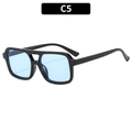 Lunettes de soleil carrées classiques à double pont avec monture noire et verres bleu clair - Monture Noire Verres Bleus
