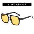 Classic double bridge aviator sunglasses with black frame and yellow tinted lenses - Black Frame Yellow Lens (C2)