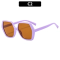Lunettes de soleil hexagonales C2 avec monture violette et verres orange au style rétro - Monture Violette Verre Thé (C2)