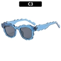Sweet wavy edge sunglasses for women with blue transparent frame and dark grey lenses - Blue Frame Black Grey Lens