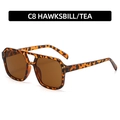 Classic double bridge aviator sunglasses with hawksbill frames and tea lenses - Hawksbill Frame Tea Lens (C8)