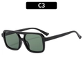 Lunettes de soleil carrées noires à double pont avec verres vert foncé modèle C3 - Monture Noire Verres Vert Foncé