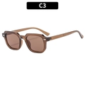 Square vintage sunglasses with transparent brown frame and high-quality tea lenses - Tea Frame Tea Lens (C3)