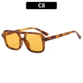 Classic tortoise shell square double-bridge sunglasses with amber yellow lenses - Demi Orange Frame Orange Lens