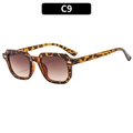 Retro square sunglasses with leopard tortoise frame and brown gradient lenses - Demi Frame Double Tea Lens (C9)