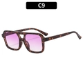 Classic tortoise shell square sunglasses with double bridge and purple gradient lenses - Tortoiseshell Frame Gradient Purple Lens