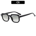 Square black thick frame sunglasses with gray gradient lenses and silver accents - Black Frame Double Green Lens (C6)