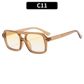 Classic square double bridge sunglasses with amber frame and yellow gradient lenses - Transparent Tea Frame Gradient Yellow Lens