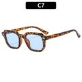 Retro tortoise shell square sunglasses with light blue lenses and silver rivets - Tortoise Frame Blue Lens (C7)