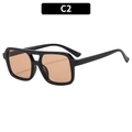 Classic double-bridge square sunglasses with black frames and brown tinted lenses - Black Frame Tea Lens