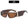 Retro tortoise shell wide frame sunglasses with brown lenses and golden hinges C3 - Tortoise Frame Tea Lens (C3)