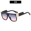 Square fashion sunglasses with black frame and blue to pink gradient lenses in C6 variant - Black Frame Blue Pink Lens (C6)