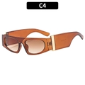Retro wide-leg cat-eye sunglasses in transparent amber finish with gold metal accents - Transparent Tea Frame Gradient Tea Lens (C4)