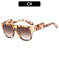 Fashion oversized square sunglasses in tortoise texture with brown gradient lenses - Demi Frame Double Tea Lens (C4)