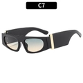 Retro wide leg sunglasses in black thick frame with orange blue gradient lenses - Black Frame Blue Yellow Gradient Lens (C7)