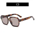 Fashionable oversized tortoise shell polygon sunglasses with dark purple gradient lenses - C5-Tortoise Frame Tea Lens