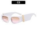 Retro sunglasses with white wide frames, orange gradient lenses and gold metal accents - Solid White Frame Pink Gradient Lens (C6)