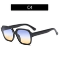Fashionable black polygonal sunglasses featuring blue and yellow gradient lenses for style - C4-Black Frame Blue Yellow Gradient Lens