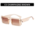 Champagne transparent rectangular sunglasses with brown gradient lenses for a trendy retro look - Champagne Frame Double Tea Lens