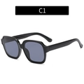 Gafas de sol poligonales negras elegantes con lentes gris azulado y patillas estilizadas - C1-Montura Negra Lente Gris Negro
