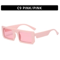 Retro square frame sunglasses in pink plastic finish with matching pink lenses - C9-Pink Frame Pink Lens