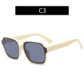 Gafas de sol poligonales blanco roto a la moda con cristales gris azulado para adultos - C3-Montura Beige Lentes Negro Gris