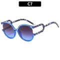 Lunettes de soleil rondes oversize avec monture bleu foncé et verres dégradés C7 - Monture Bleue Verres Gris Bleu (C7)