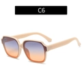 Gafas de sol poligonales de moda con montura crema y lentes degradados en violeta y naranja - C6-Montura Beige Lentes Degradadas Púrpura Naranja