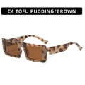 Retro square tortoiseshell sunglasses with brown polarized lenses in tofu pudding pattern - C4-Tofu Pudding Frame Brown Lens