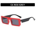 Retro square sunglasses with glossy red frame, wide black temples and grey lenses - C6-Red Frame Black Temple Grey Lens