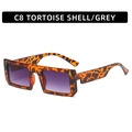 Retro square tortoise shell sunglasses with purple grey gradient lenses for women - C8-Tortoise Frame Grey Lens
