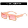 Retro square sunglasses with matte peach orange frame and pink gradient lenses - C3-Orange Pink Gradient Lens